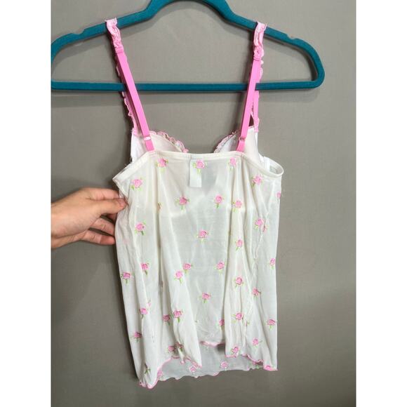 Babydoll Y2K Coquette Fairy Floral Tank Top Bra Corset Sheer Sz S - Picture 2 of 11
